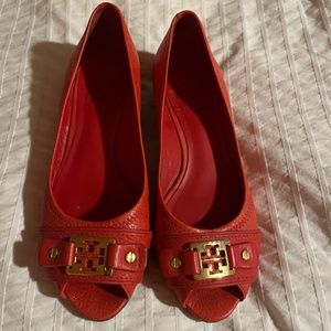 Tory Burch Orange Low Wedges size 6.5